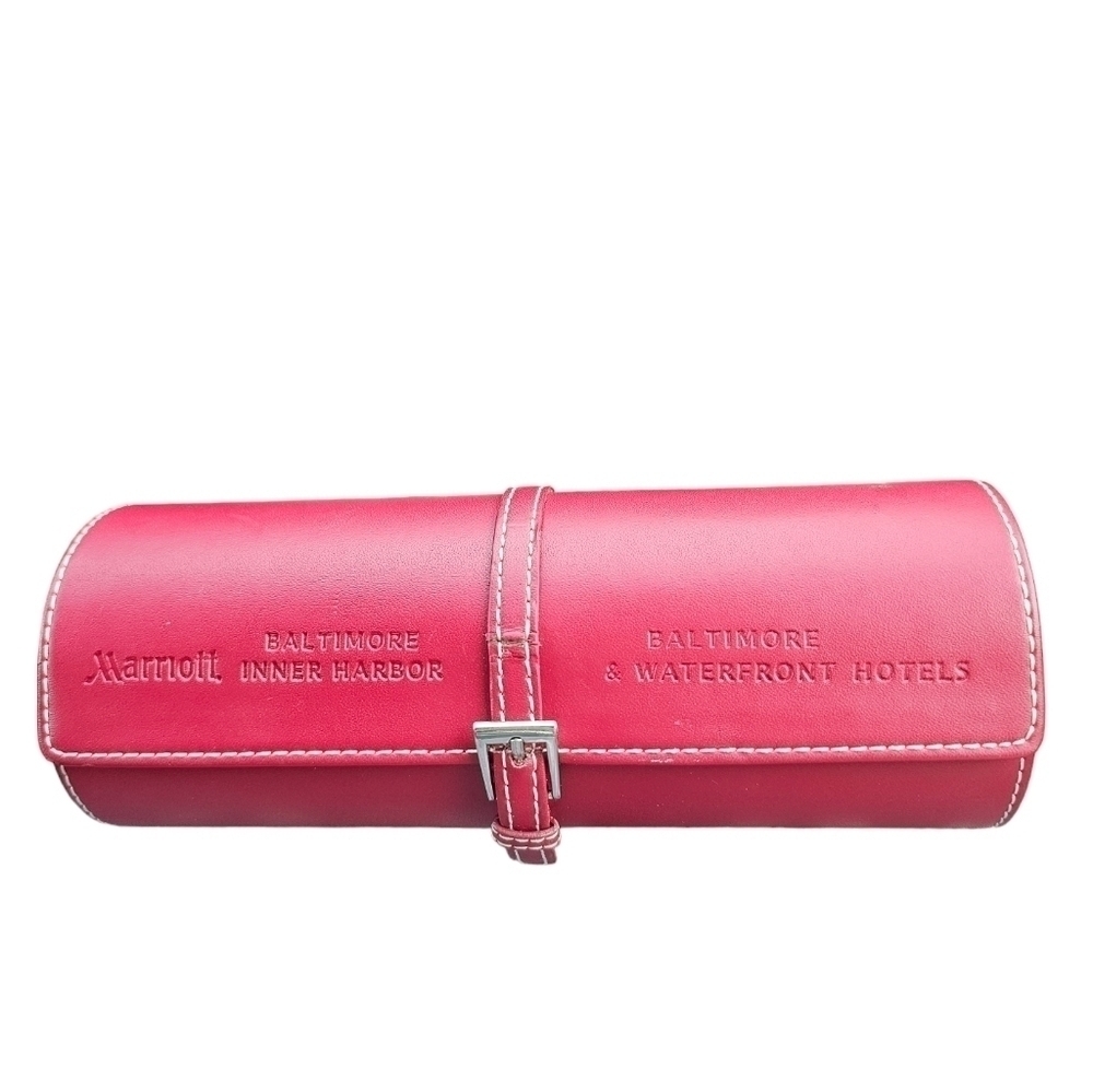Watch & Jewelry Pouch/Clutch, Magenta Red Vegan Leather